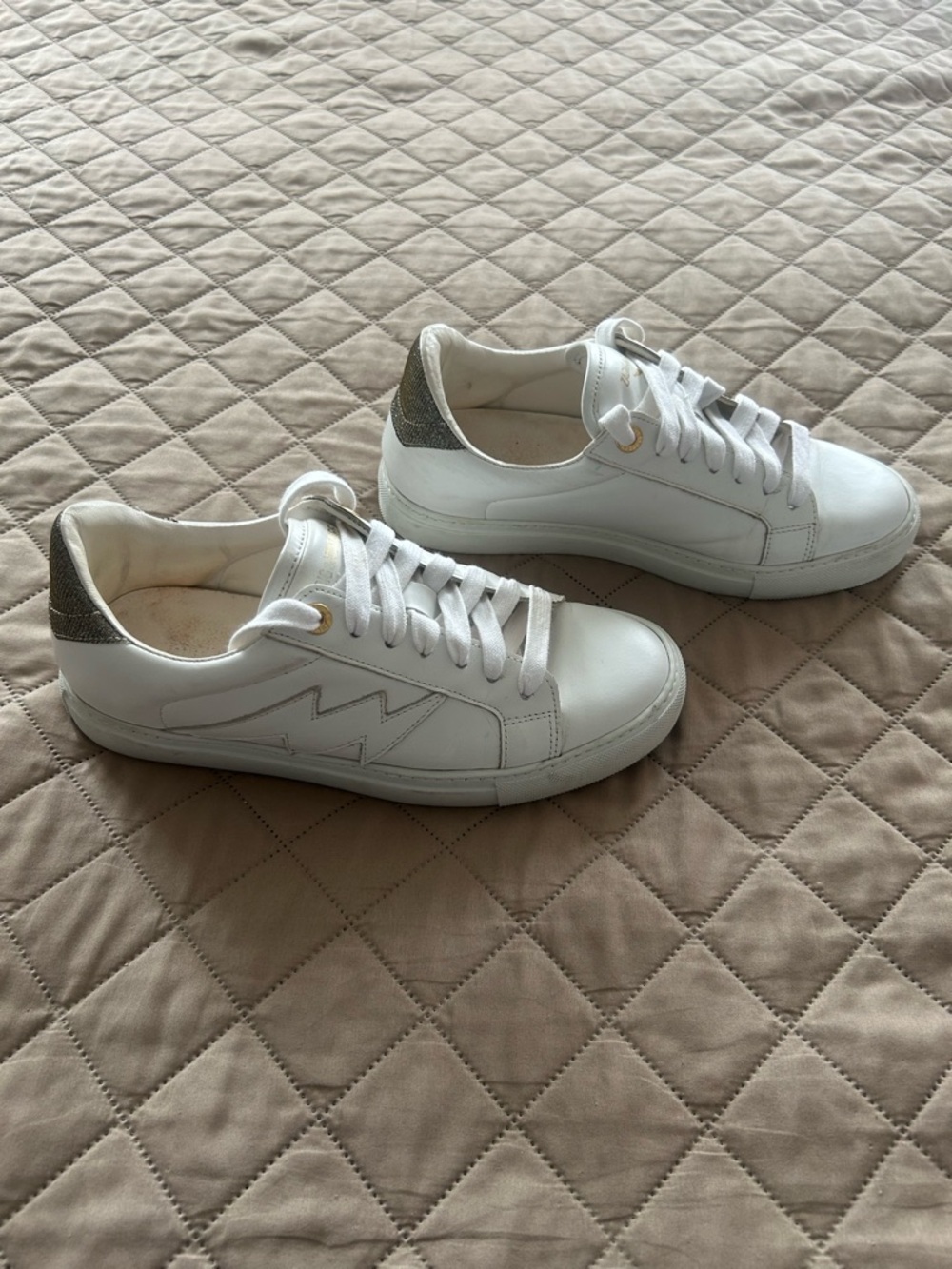 Zadig & Voltaire White Sneakers with Gold Eyelets - Picture 6 of 8